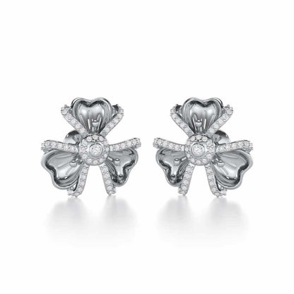 Glowing Flora Silver Earrings - White Gold - Image 2