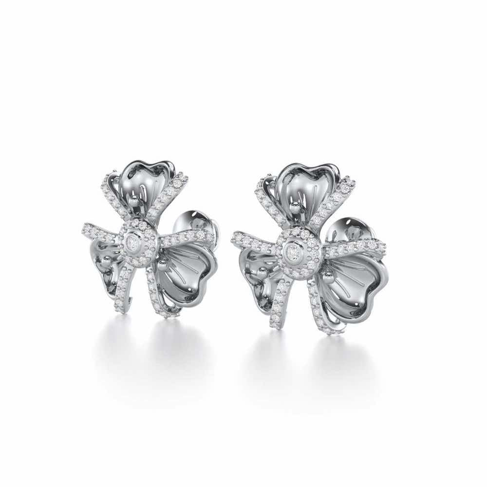 Glowing Flora Silver Earrings - White Gold - Image 3