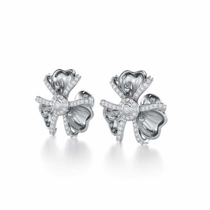 Glowing Flora Silver Earrings - White Gold - Image 3