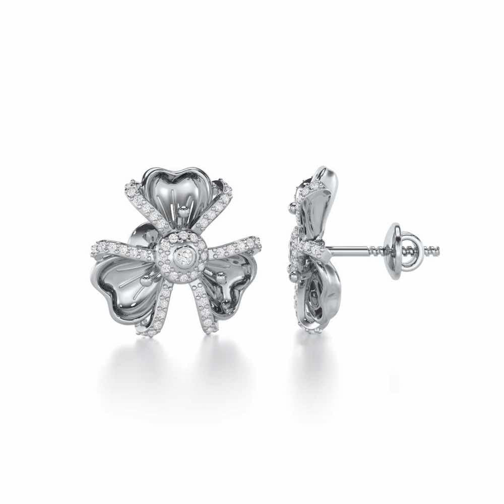 Glowing Flora Silver Earrings - White Gold - Image 4