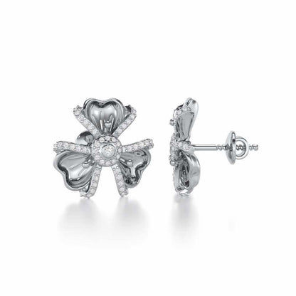 Glowing Flora Silver Earrings - White Gold - Image 4