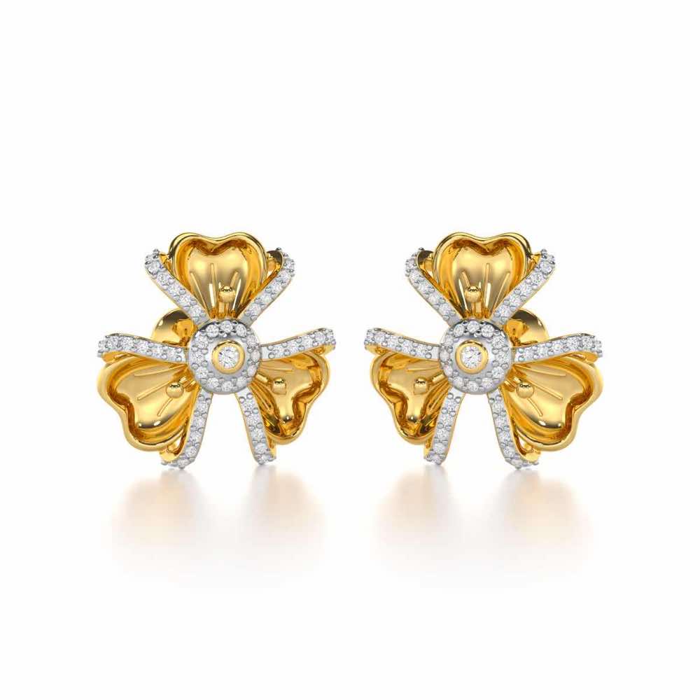Glowing Flora Silver Earrings - Yellow Gold - Image 2