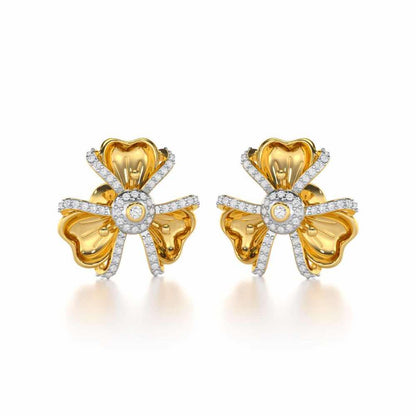 Glowing Flora Silver Earrings - Yellow Gold - Image 2