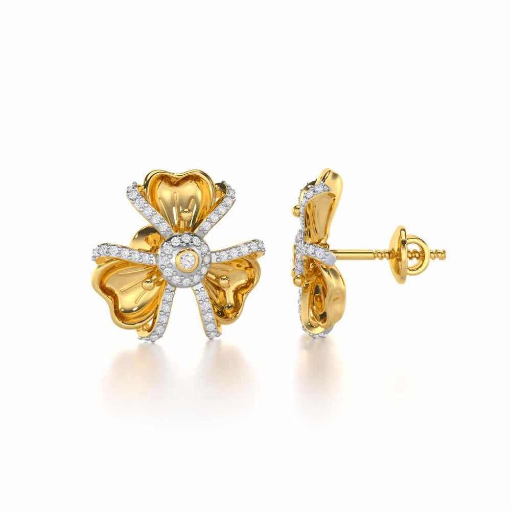 Glowing Flora Silver Earrings - Yellow Gold - Image 4