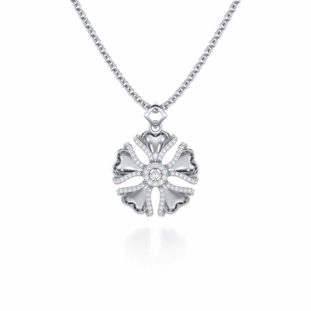 Glowing Flora Silver Pendant - White Gold - Image 1