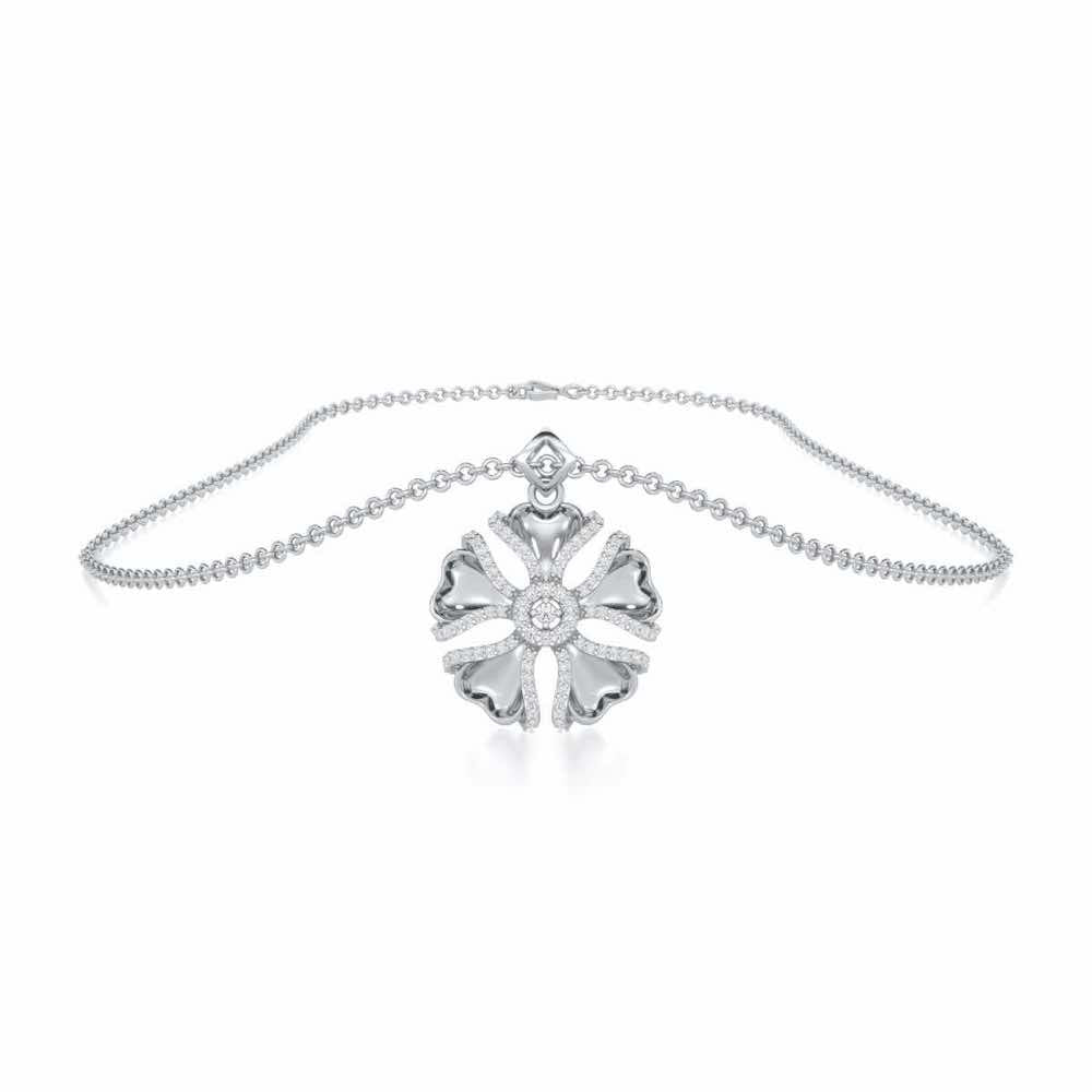 Glowing Flora Silver Pendant - White Gold - Image 3