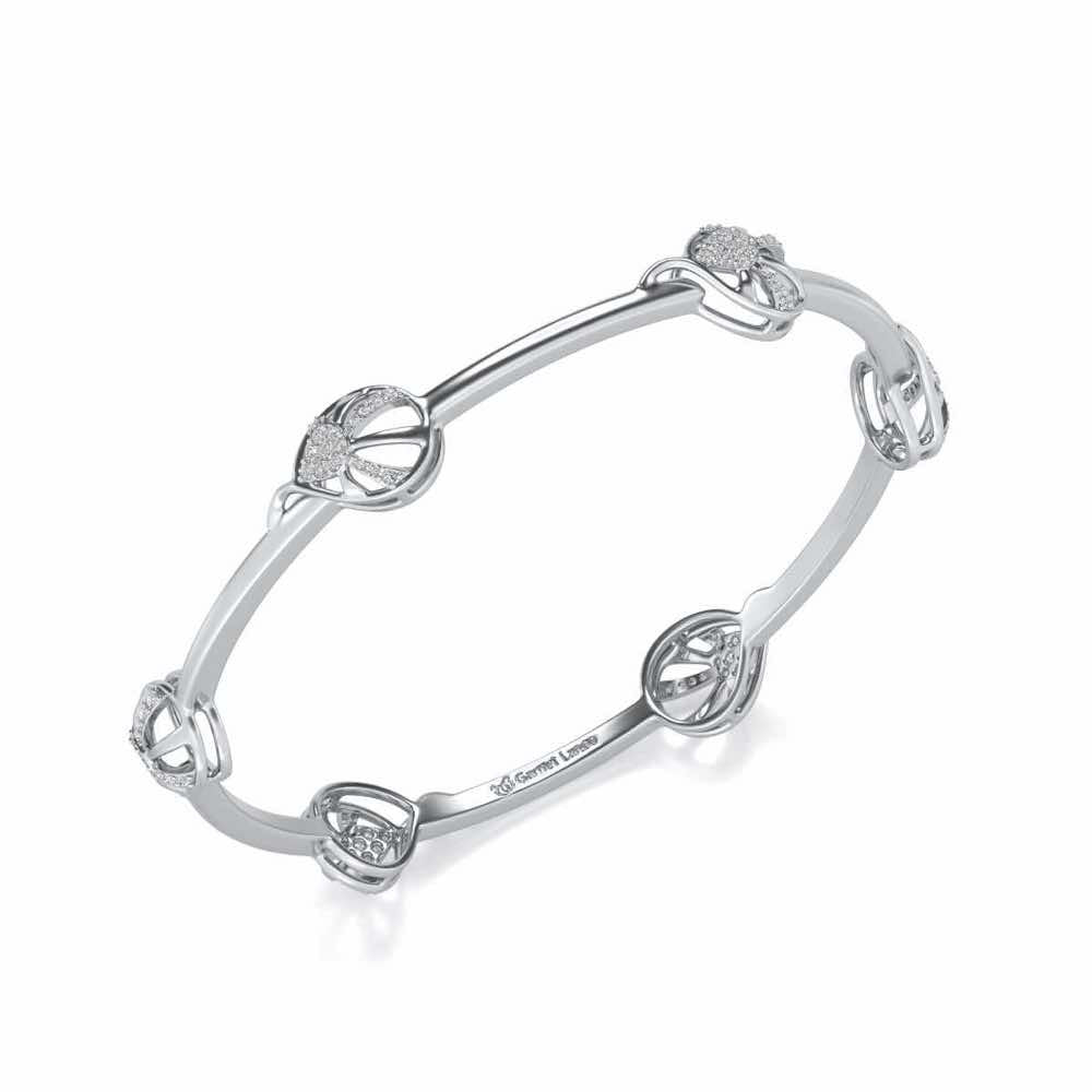 Oyster Silver Bangles - White Gold - Image 1