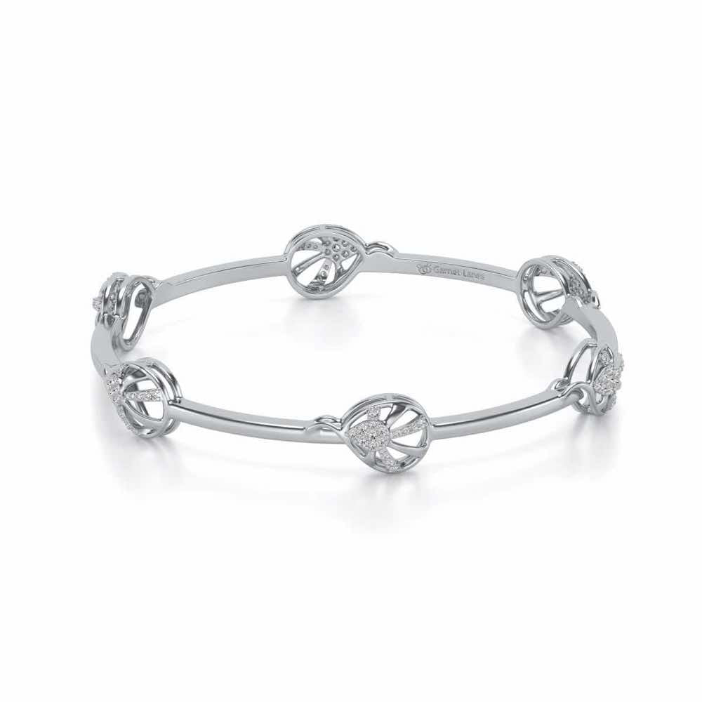 Oyster Silver Bangles - White Gold - Image 2