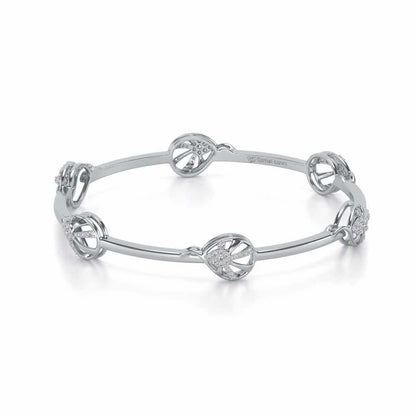 Oyster Silver Bangles - White Gold - Image 2