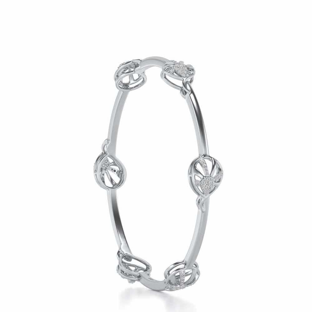 Oyster Silver Bangles - White Gold - Image 3