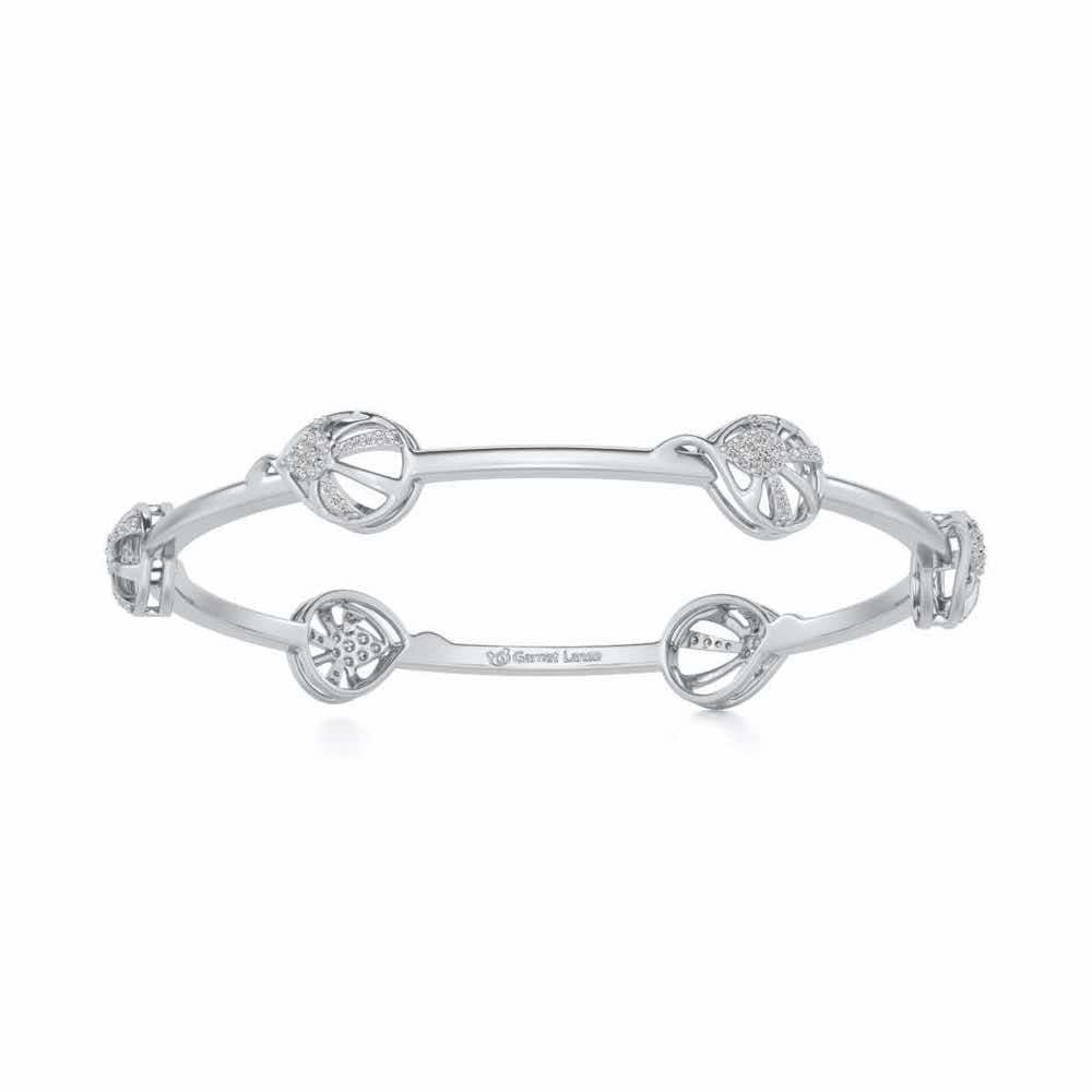 Oyster Silver Bangles - White Gold - Image 4