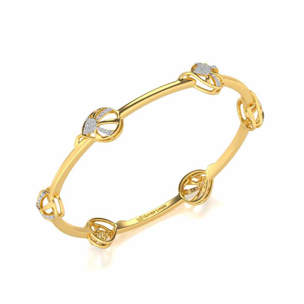 Oyster Silver Bangles - Yellow Gold - Image 1
