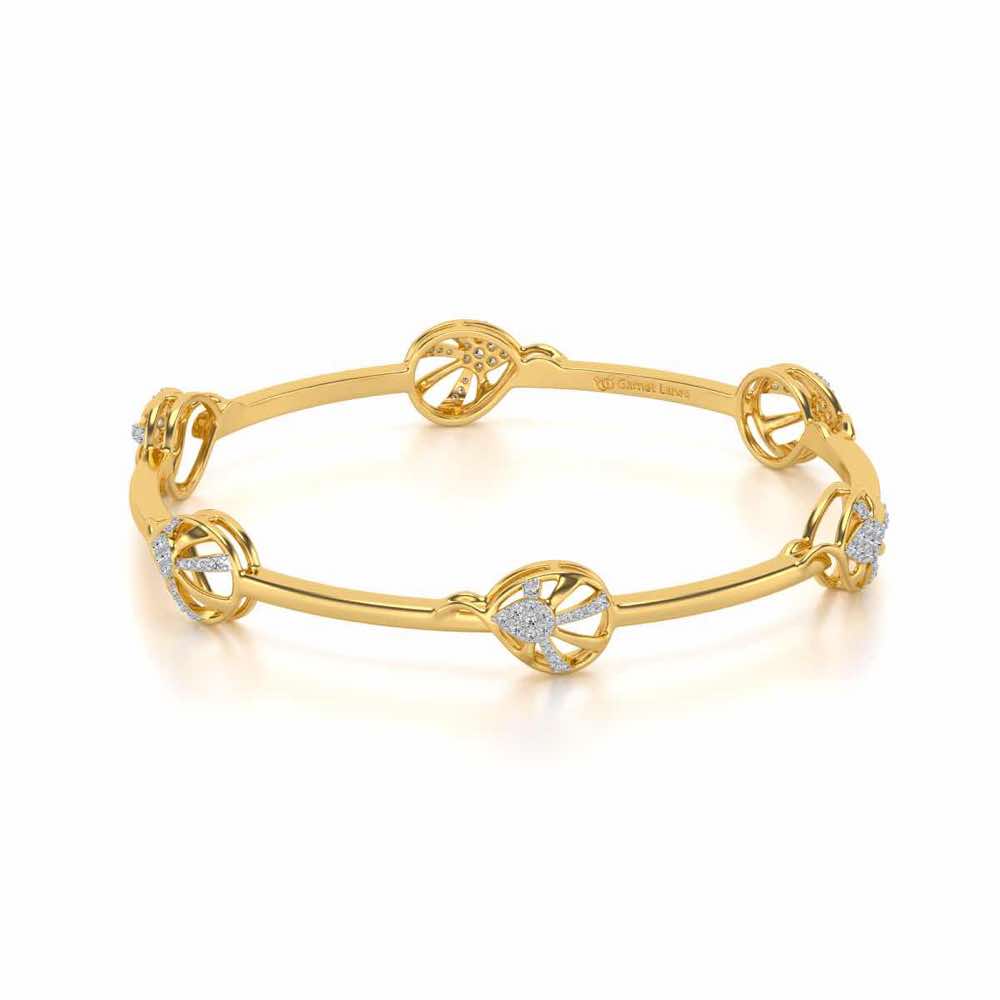 Oyster Silver Bangles - Yellow Gold - Image 2