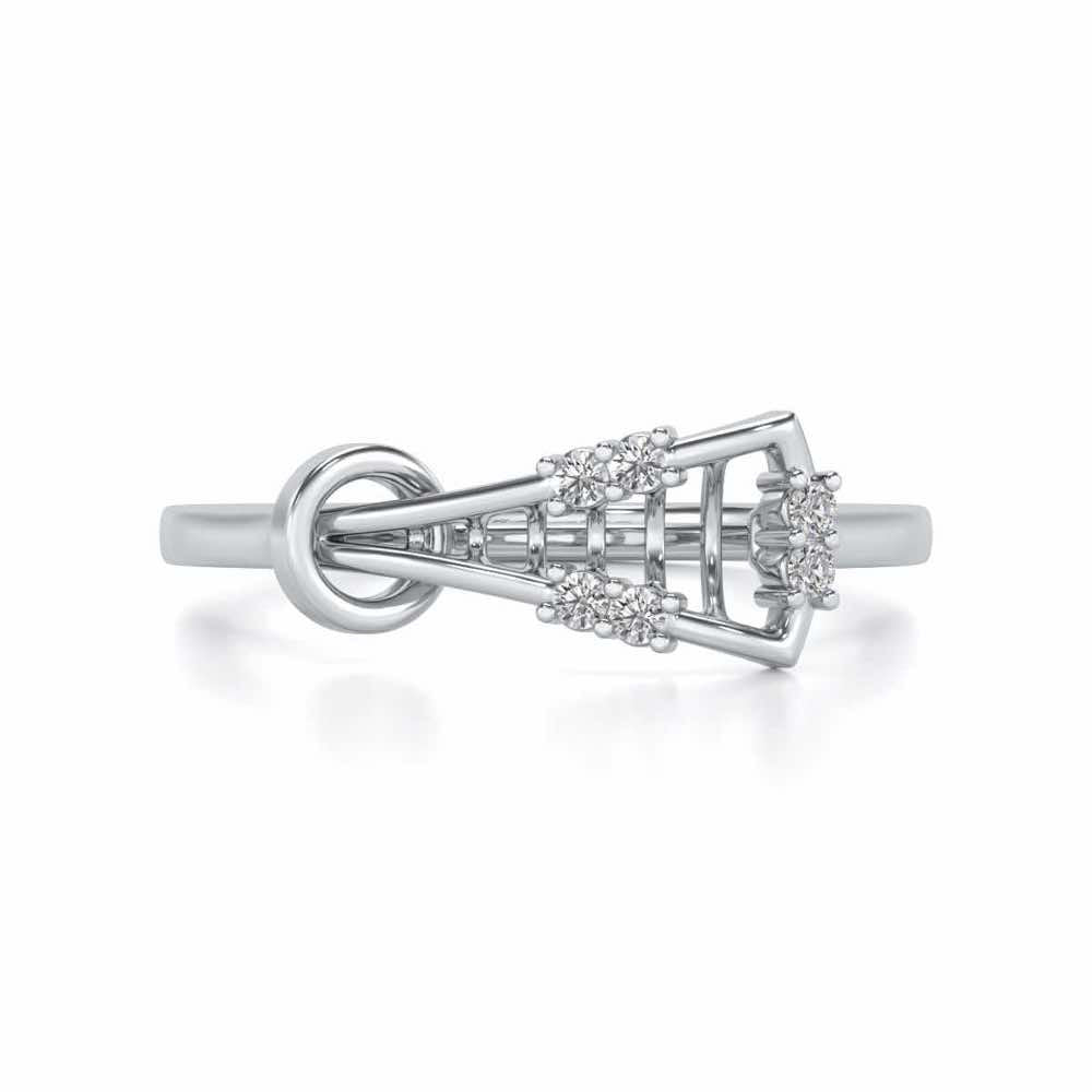 Gorge Lattice Silver Ring - White Gold - Image 4
