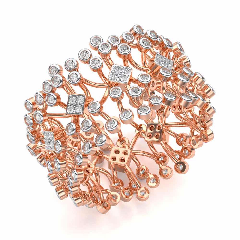 Gorgeous Vine Silver Band Ring - Rose Gold - Image 1