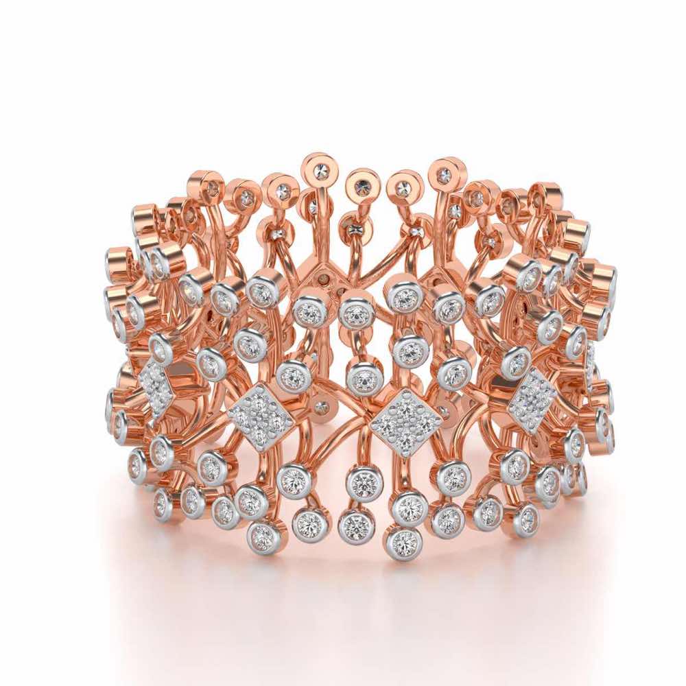 Gorgeous Vine Silver Band Ring - Rose Gold - Image 2