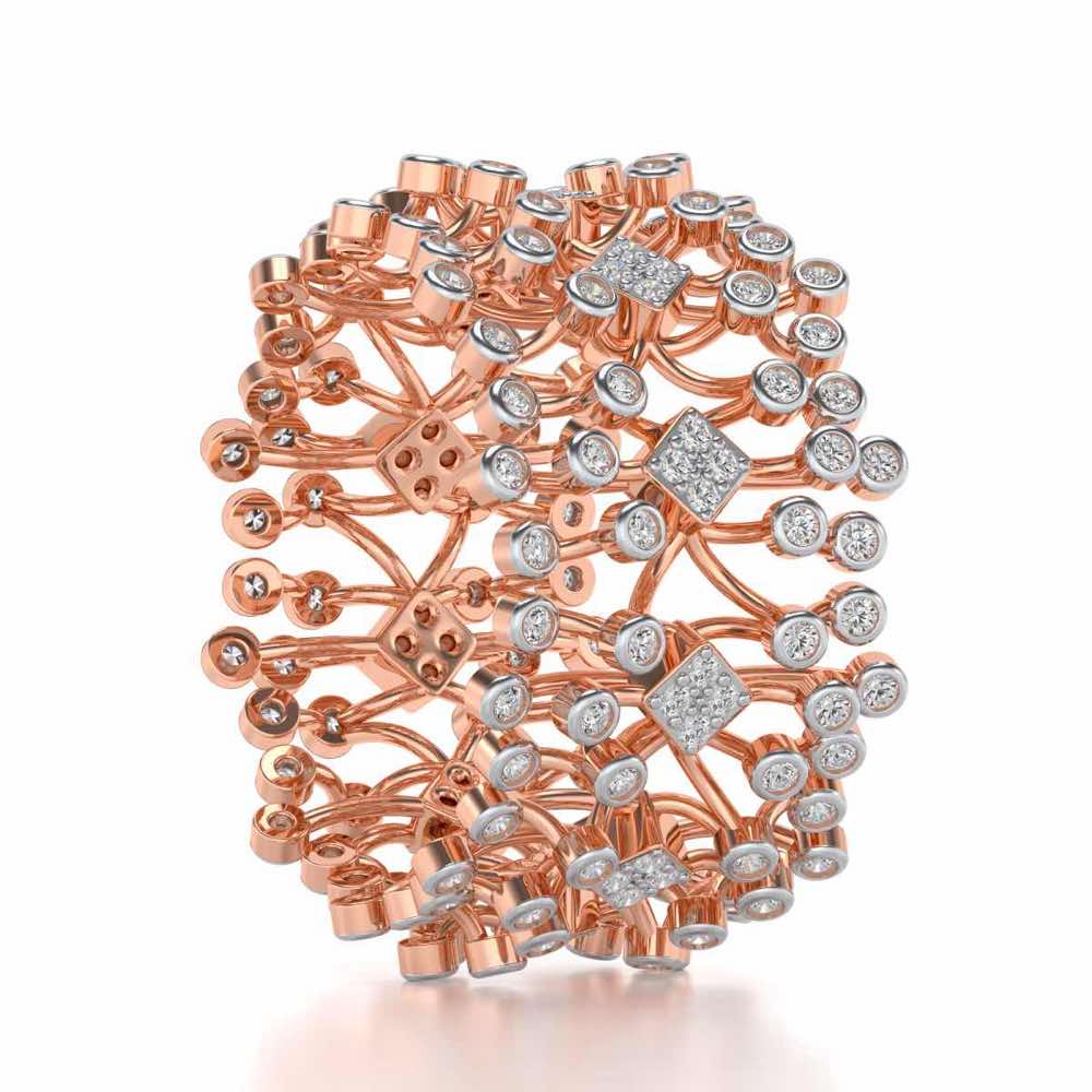 Gorgeous Vine Silver Band Ring - Rose Gold - Image 3