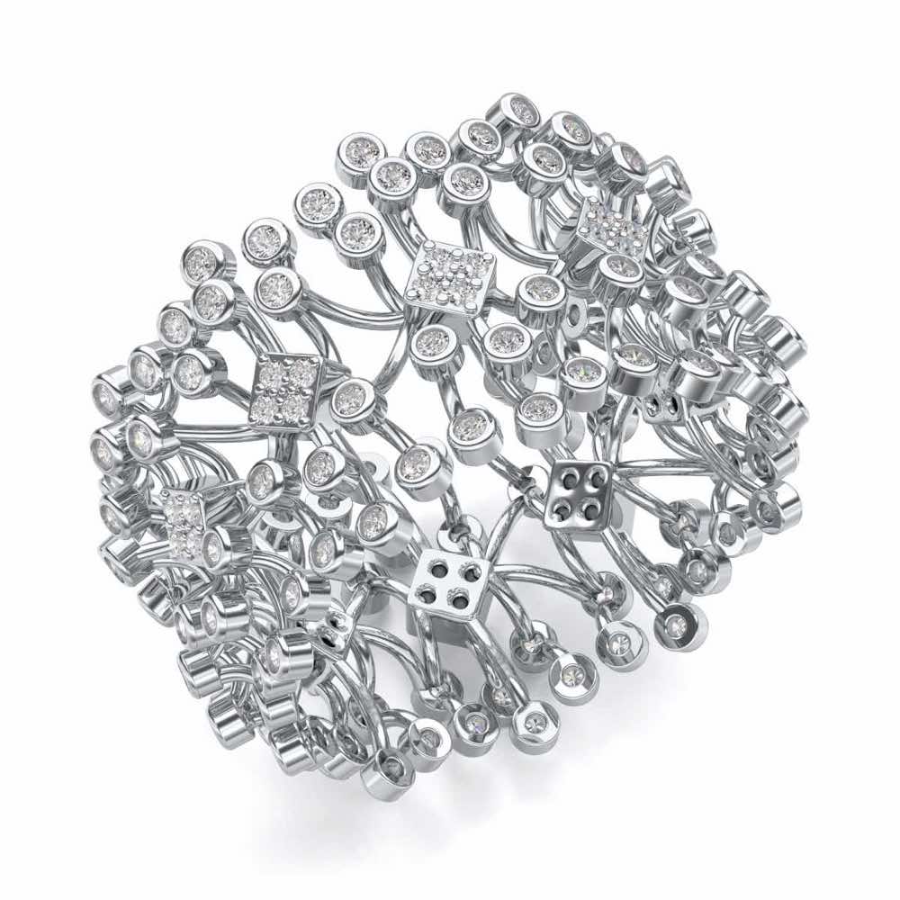 Gorgeous Vine Silver Band Ring - White Gold - Image 1
