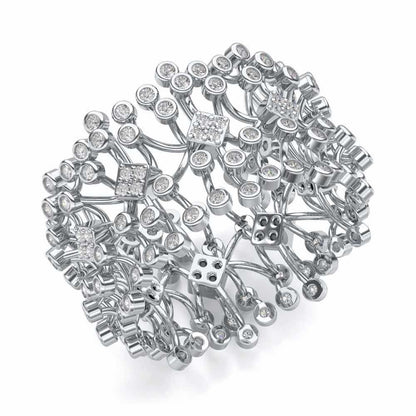 Gorgeous Vine Silver Band Ring - White Gold - Image 1
