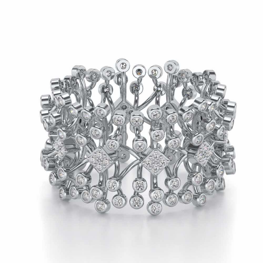 Gorgeous Vine Silver Band Ring - White Gold - Image 2