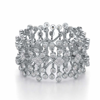Gorgeous Vine Silver Band Ring - White Gold - Image 2
