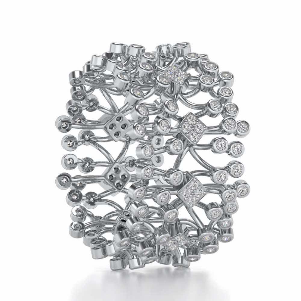 Gorgeous Vine Silver Band Ring - White Gold - Image 3
