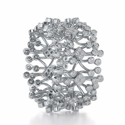 Gorgeous Vine Silver Band Ring - White Gold - Image 3
