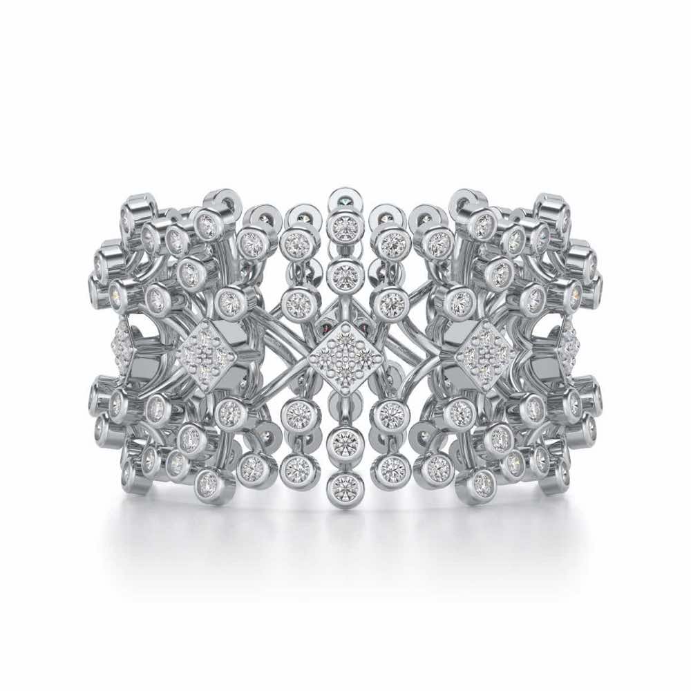 Gorgeous Vine Silver Band Ring - White Gold - Image 4