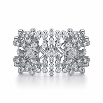 Gorgeous Vine Silver Band Ring - White Gold - Image 4
