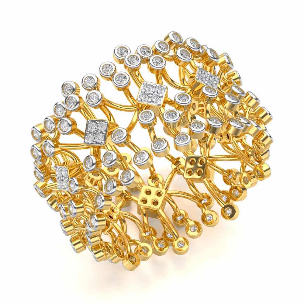 Gorgeous Vine Silver Band Ring - Yellow Gold - Image 1