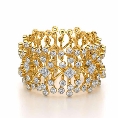 Gorgeous Vine Silver Band Ring - Yellow Gold - Image 2