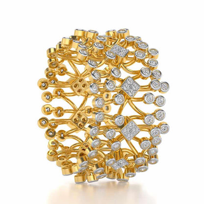 Gorgeous Vine Silver Band Ring - Yellow Gold - Image 3