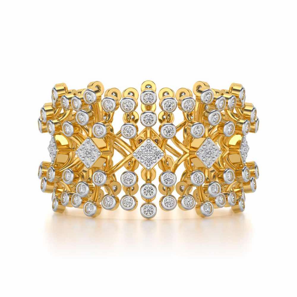 Gorgeous Vine Silver Band Ring - Yellow Gold - Image 4