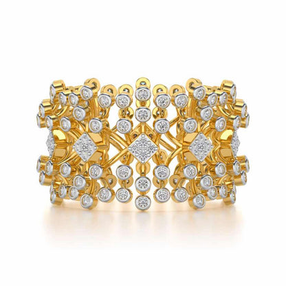 Gorgeous Vine Silver Band Ring - Yellow Gold - Image 4
