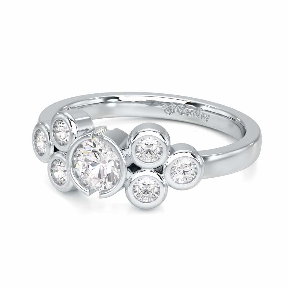 Graceful Aura Solitaire Ring - White Gold - Image 2