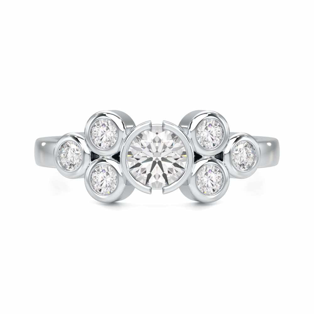 Graceful Aura Solitaire Ring - White Gold - Image 4