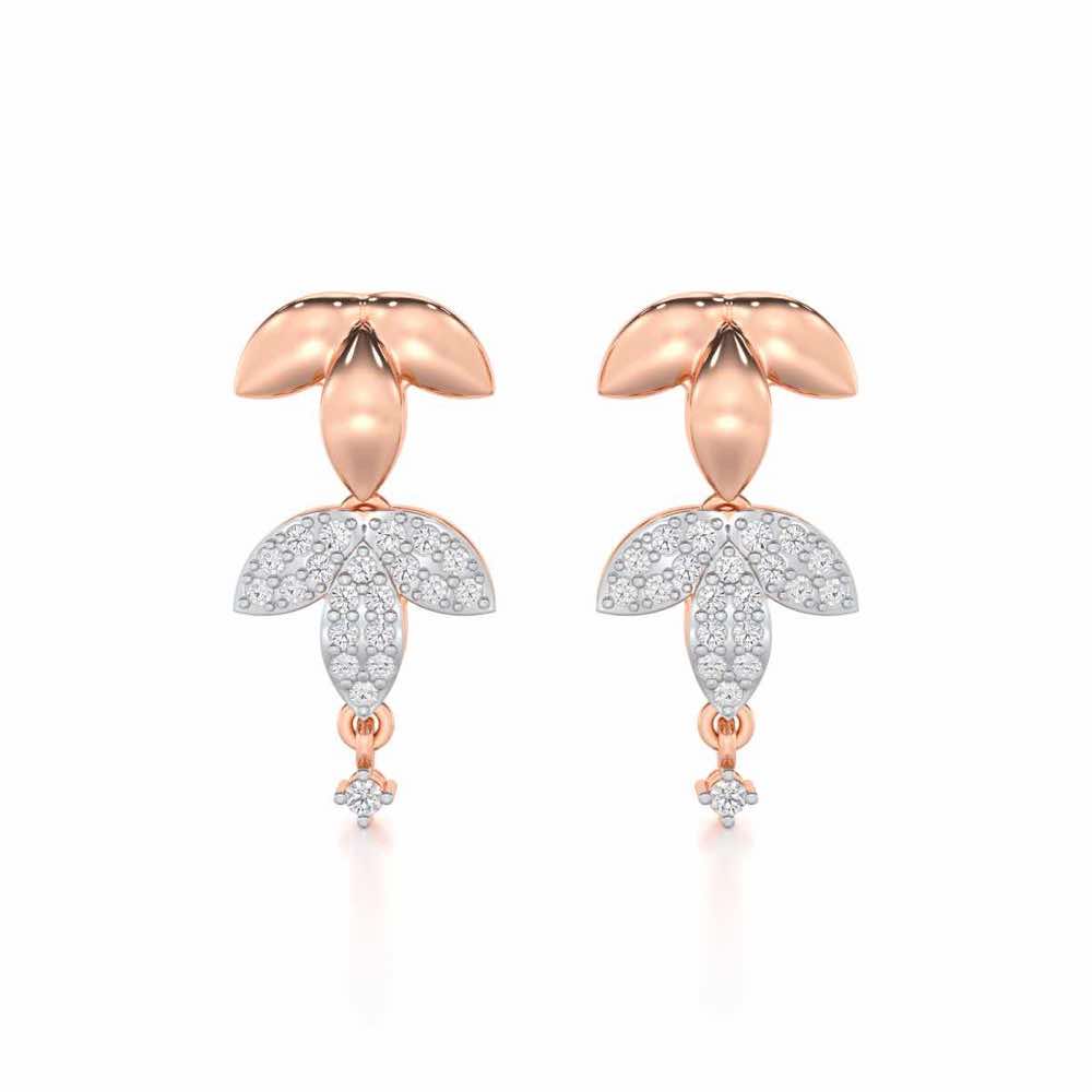 Graceful Bloom Silver Earrings - Rose Gold - Image 1