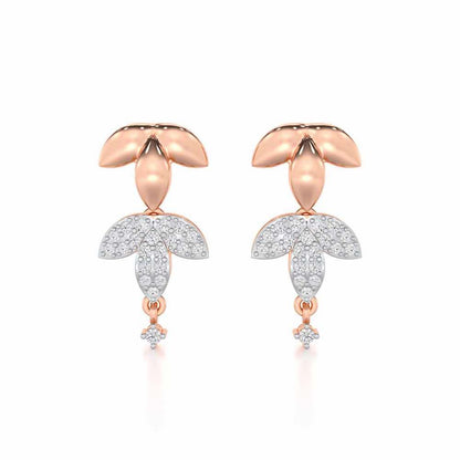 Graceful Bloom Silver Earrings - Rose Gold - Image 1