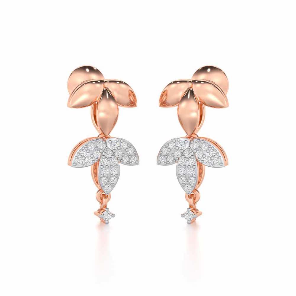 Graceful Bloom Silver Earrings - Rose Gold - Image 2