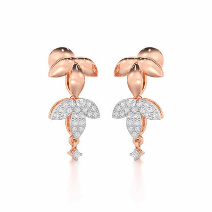 Graceful Bloom Silver Earrings - Rose Gold - Image 2