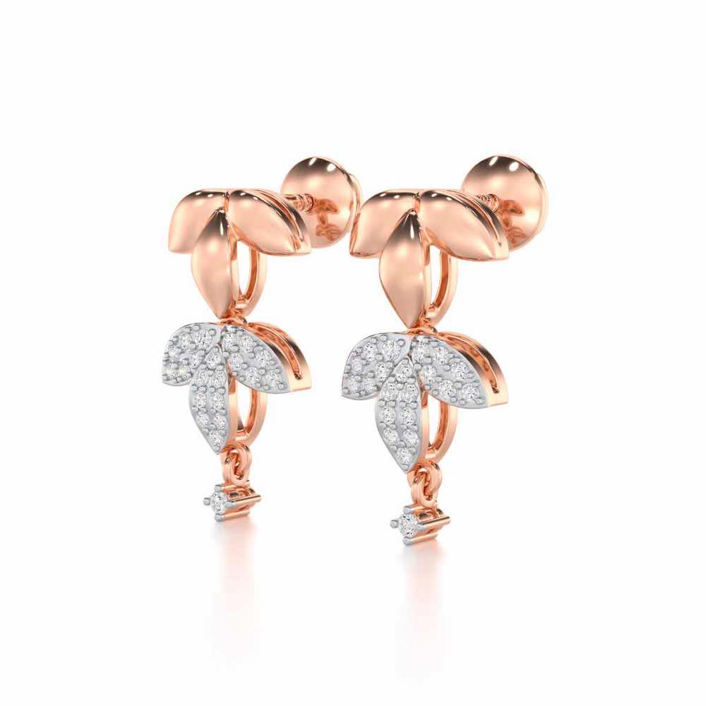 Graceful Bloom Silver Earrings - Rose Gold - Image 3