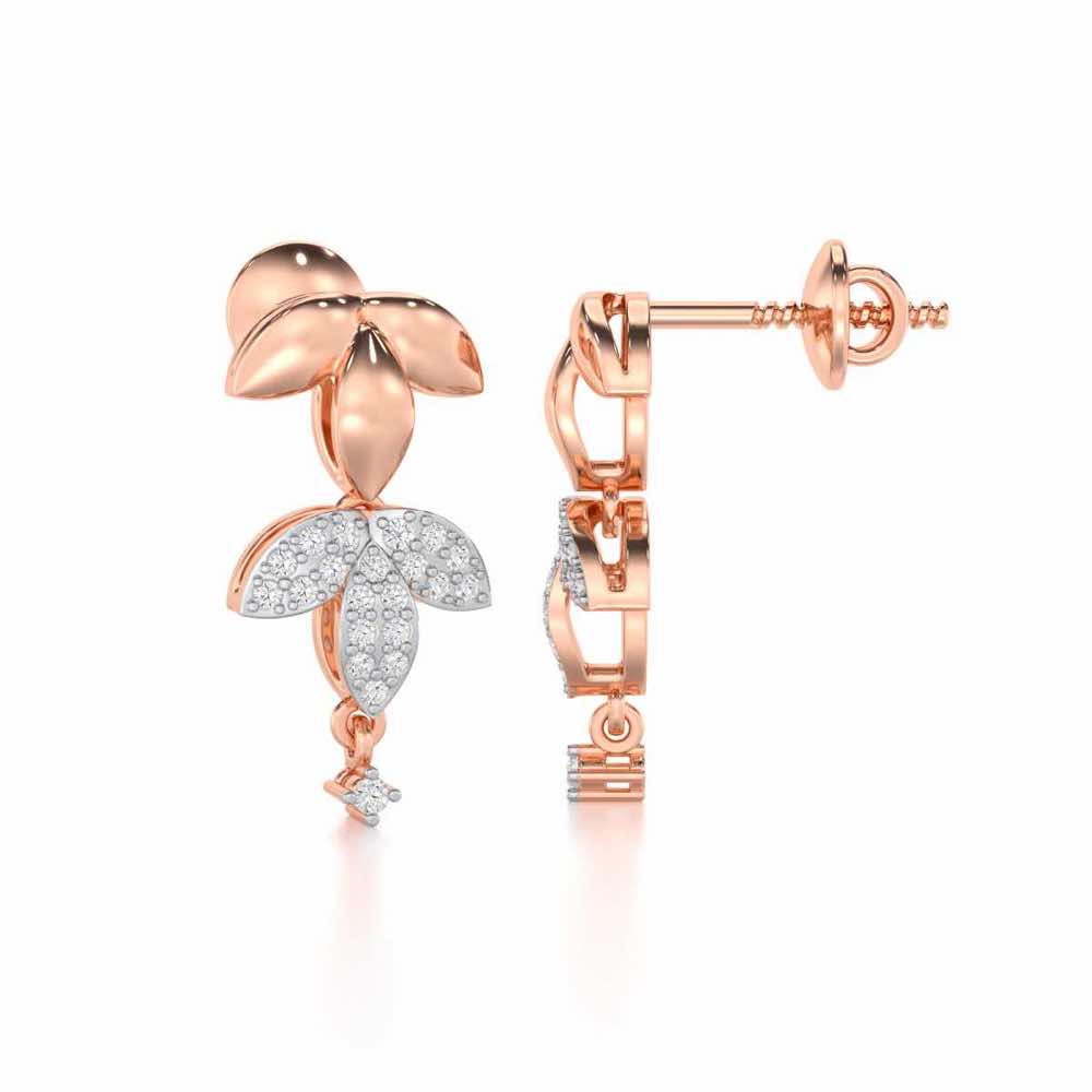 Graceful Bloom Silver Earrings - Rose Gold - Image 4