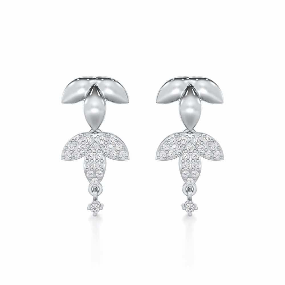 Graceful Bloom Silver Earrings - White Gold - Image 1