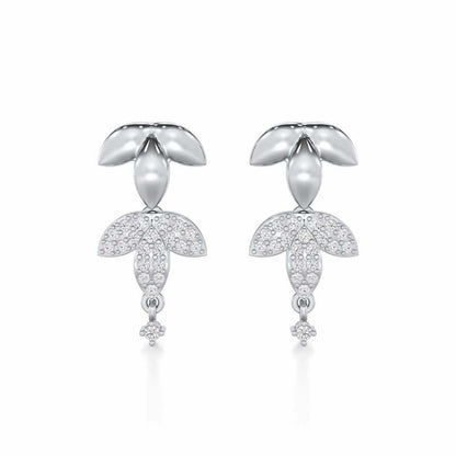 Graceful Bloom Silver Earrings - White Gold - Image 1
