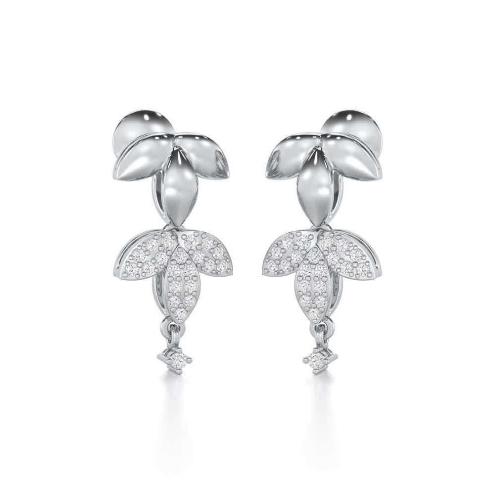Graceful Bloom Silver Earrings - White Gold - Image 2