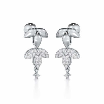 Graceful Bloom Silver Earrings - White Gold - Image 2