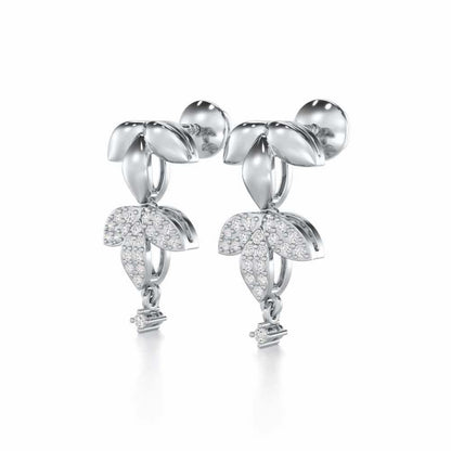 Graceful Bloom Silver Earrings - White Gold - Image 3