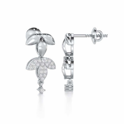 Graceful Bloom Silver Earrings - White Gold - Image 4