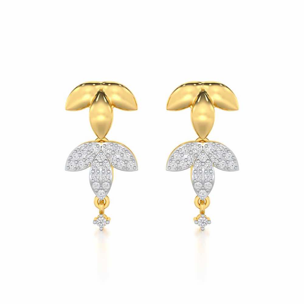 Graceful Bloom Silver Earrings - Yellow Gold - Image 1