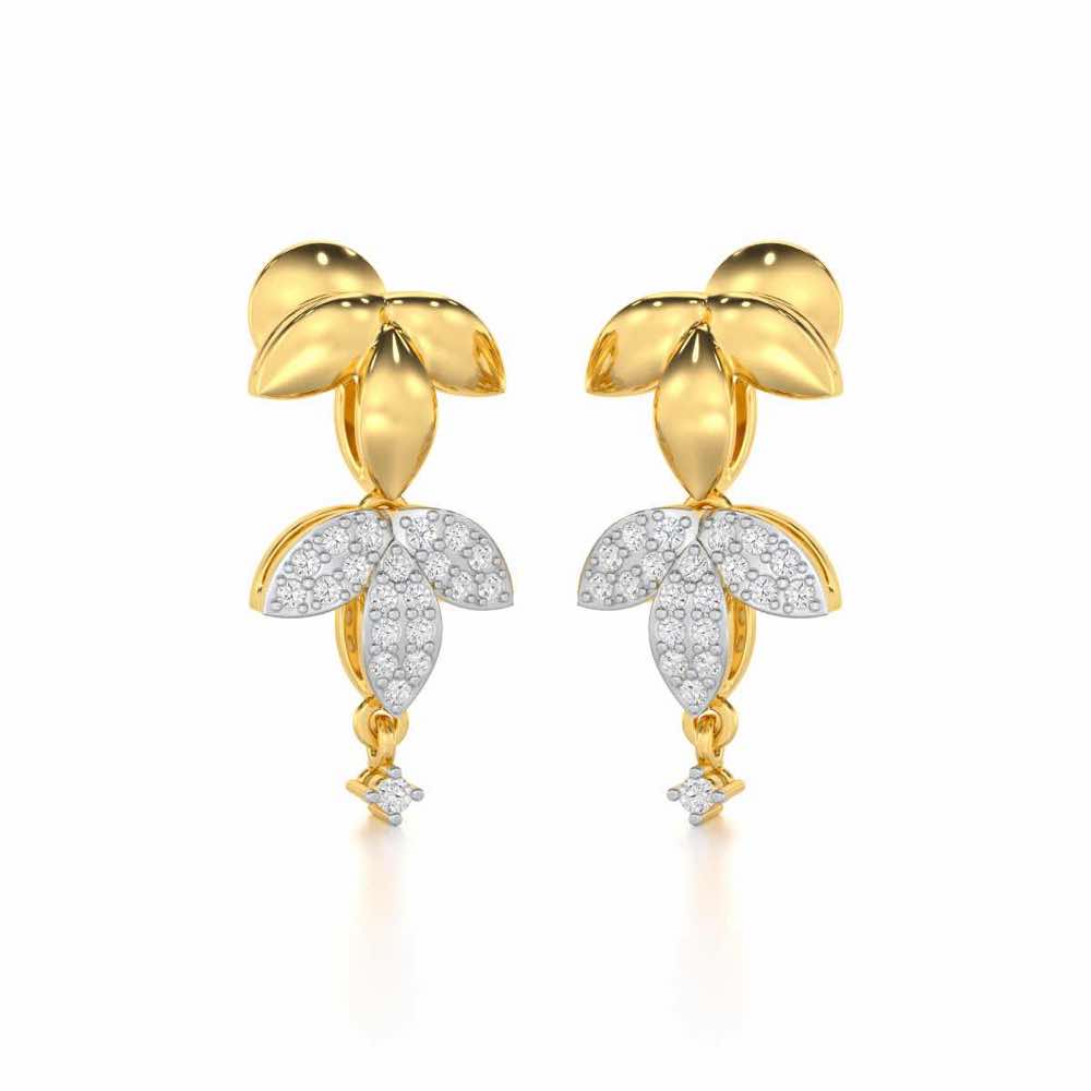 Graceful Bloom Silver Earrings - Yellow Gold - Image 2